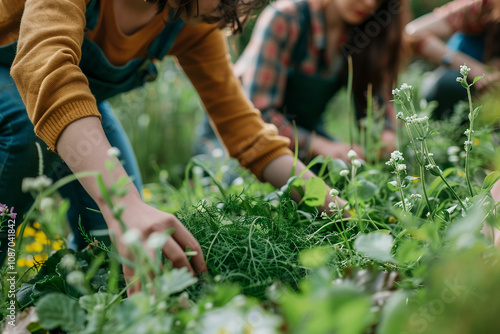 Generative AI Image of Gardener Caring for Flowers and Plants in a Vibrant Greenhouse Garden