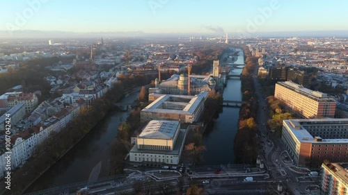 Wallpaper Mural Aerial view German Museum of Masterpieces of Science and Technology in Munich, Germany in fall. Luftaufnahme Deutsches Museum von Meisterwerken der Naturwissenschaft und Technik. Museumsinsel.  Torontodigital.ca