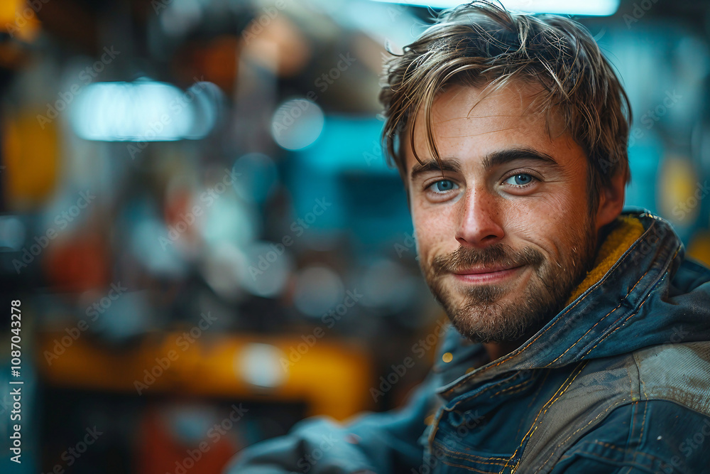 Confident male engineer in modern industrial factory generative ai Confident male engineer in modern industrial factory generative ai