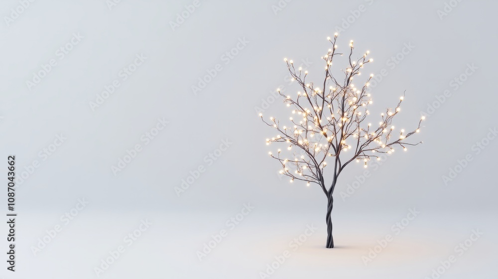 tree with christmas lights against white background tree with christmas lights against white background