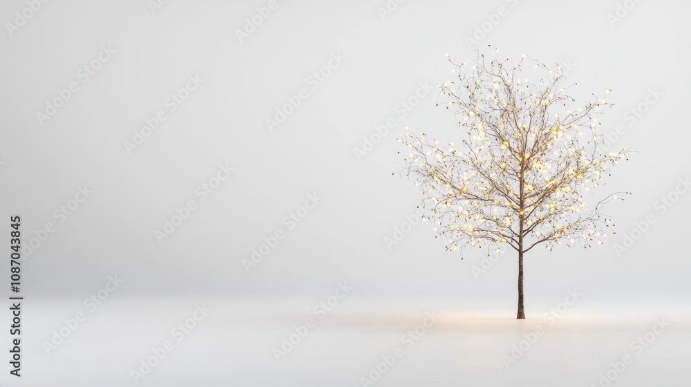 Fototapeta premium tree with christmas lights against white background