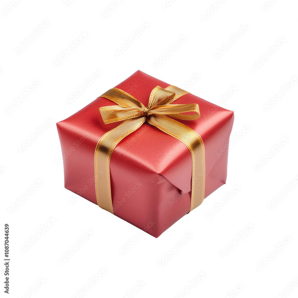 Obraz premium Christmas gift with ribbon isolated on transparent background