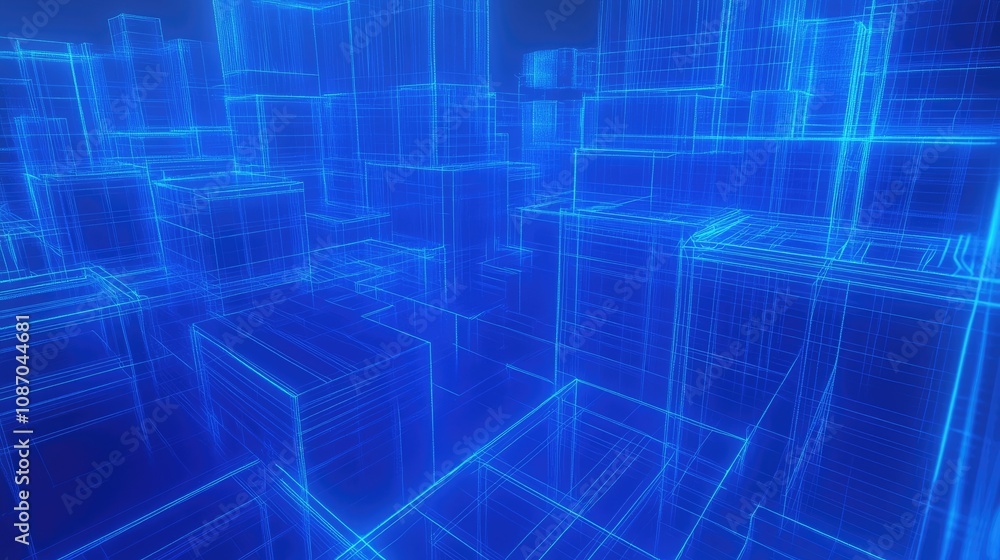 Abstract blue digital city skyline, futuristic wireframe cityscape. Abstract blue digital city skyline, futuristic wireframe cityscape.