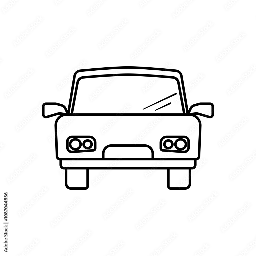 Car front flat style icon. Simple pictogram style sign symbol. Auto concept, landscape, sport, racing, transportation. Vector illustration isolated on white background. Car front flat style icon. Simple pictogram style sign symbol. Auto concept, landscape, sport, racing, transportation. Vector illustration isolated on white background.