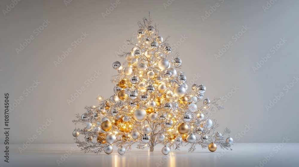 3d rendered silver white abstract chrsitmas tree against white background 3d rendered silver white abstract chrsitmas tree against white background