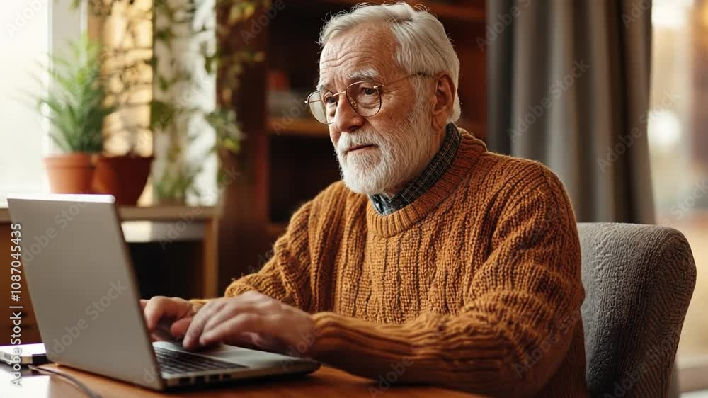 A senior securely backing up important data to an external hard drive, with a clear sense of relief knowing their information is safe. A senior securely backing up important data to an external hard drive, with a clear sense of relief knowing their information is safe.