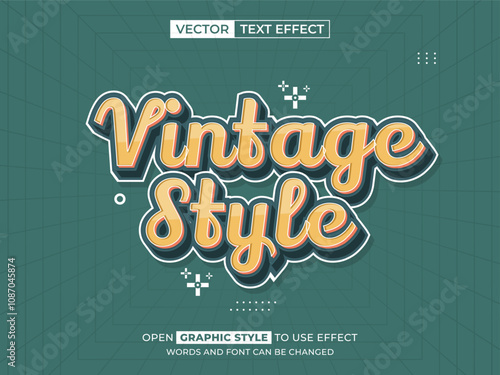 vintage style editable text, font effect, 3d text for title