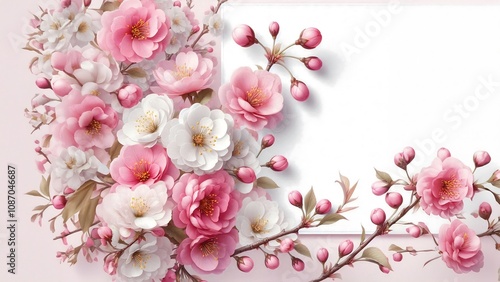 Sakura flower Cards greeting design flowers Sakura is beautiful sweet colors card holidays for decoration.