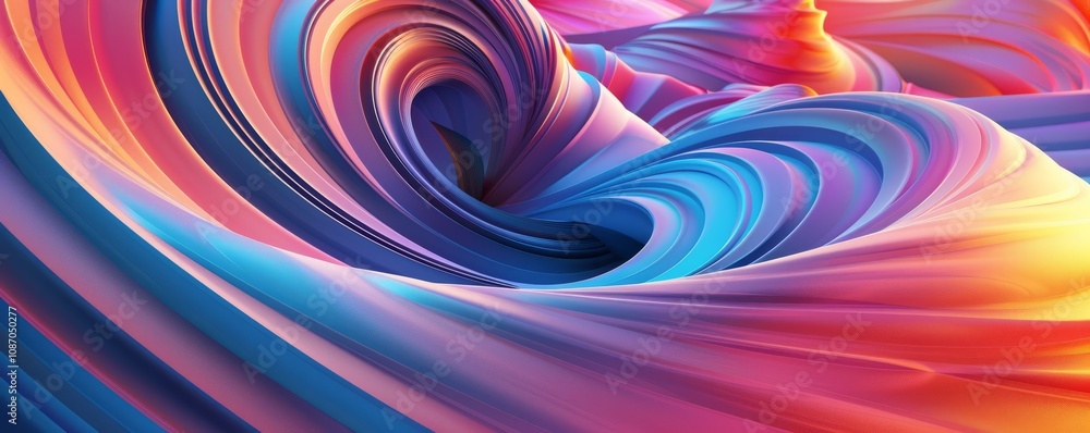 Obraz premium Dynamic geometric spirals with vibrant complementary hues, 4K illustration.