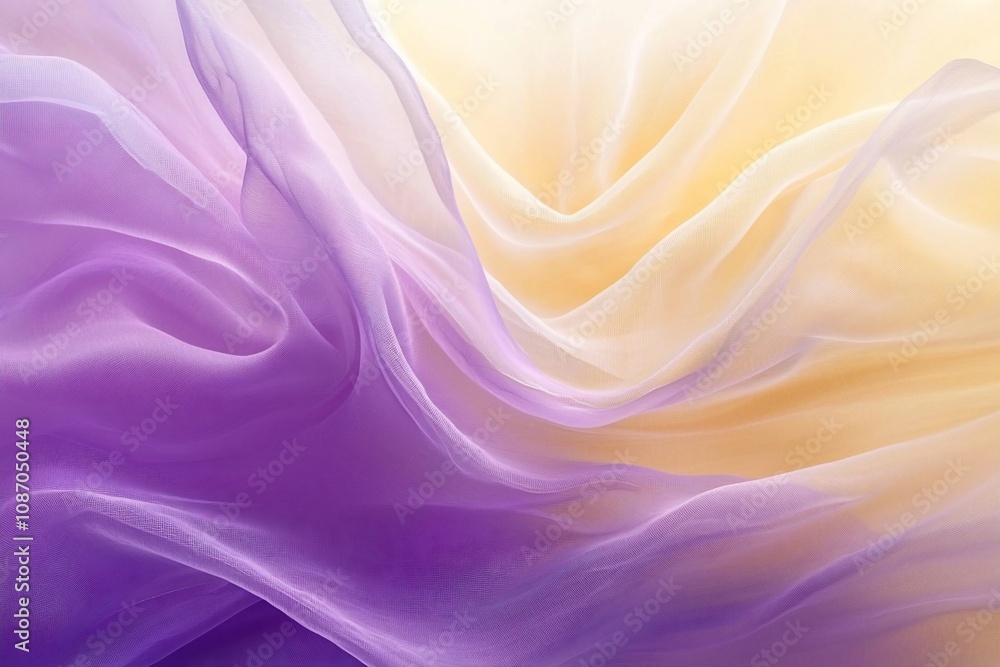 Fototapeta premium Soft Flowing Fabric: A Dance of Purple and Yellow Hues