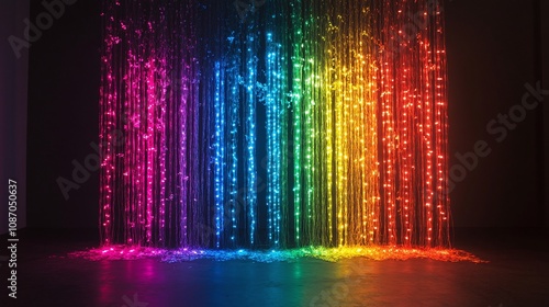 Vibrant LED lights creating a stunning color gradient display, ideal for home decor and event lighting