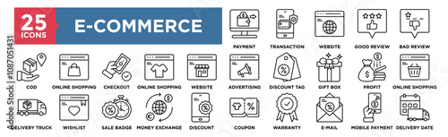 Wallpaper Mural E-Commerce icon collection set. Containing design Payment, Transaction, Website, Good Review, Bad Review Torontodigital.ca
