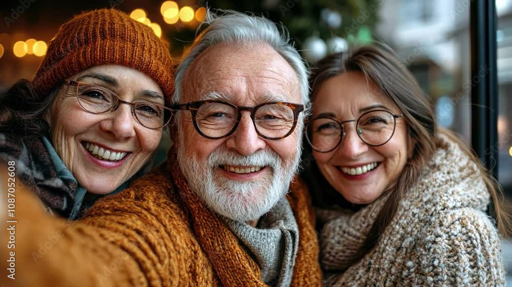 A senior citizen taking a selfie at a family gathering, surrounded by loved ones, capturing the warmth and happiness of the occasion. A senior citizen taking a selfie at a family gathering, surrounded by loved ones, capturing the warmth and happiness of the occasion.