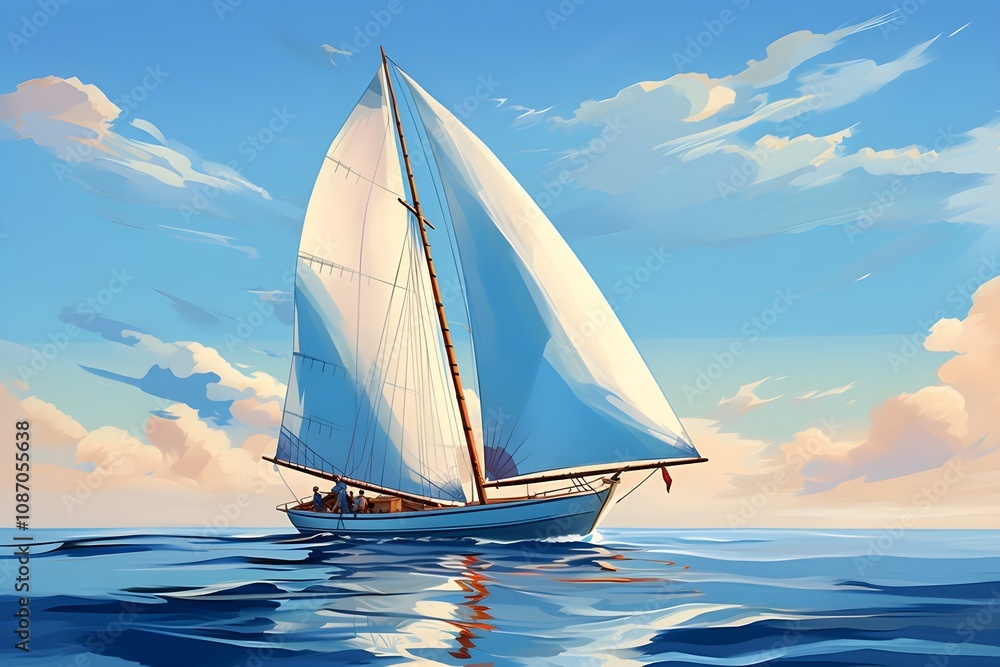 Fototapeta premium Beautiful landscape vector illustration of mountains, forests, fields and meadows. Stunning panoramic farm landscape with mountains in the background. Natural landscape