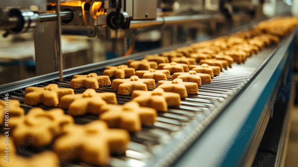 Production Line of Golden Star-Shaped Cookies Production Line of Golden Star-Shaped Cookies