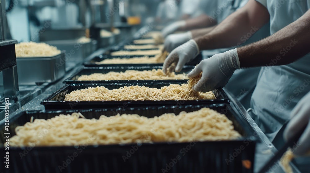 Noodle Production Line in a Food Factory Noodle Production Line in a Food Factory