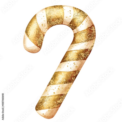 Gold Glitter Candy Cane  Christmas Sweets  Holiday Treat  Festive Dessert  Winter Confecti photo