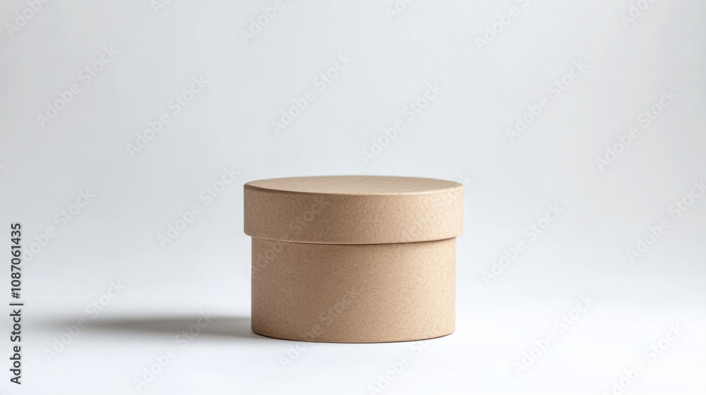 Simple beige round storage box minimalist design. Calm, quiet aesthetic Simple beige round storage box minimalist design. Calm, quiet aesthetic
