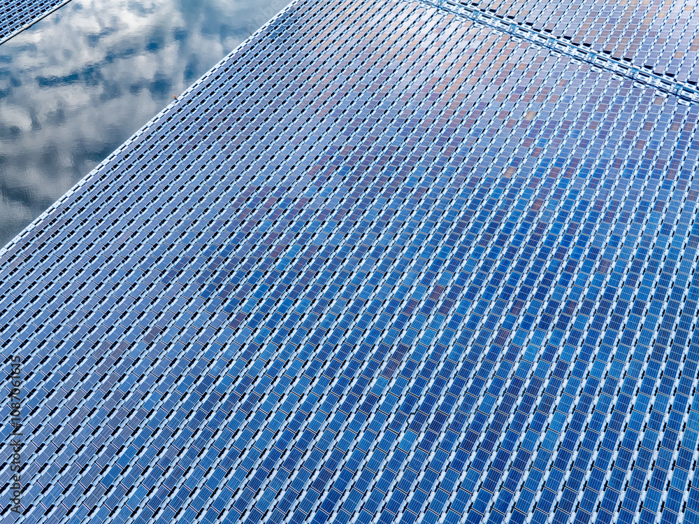 Aerial view of solar photovoltaic panels array Aerial view of solar photovoltaic panels array