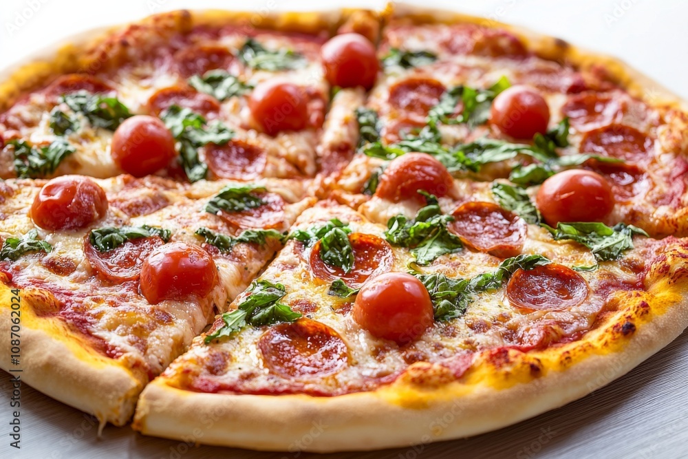 Delicious Pizza on Table Close Up Delicious Pizza on Table Close Up