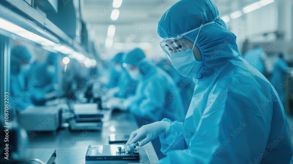 Factory Worker Assembling Electronic Components Factory Worker Assembling Electronic Components