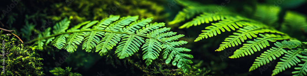 Undergrowth: A close-up shot of a vibrant green fern frond, its delicate veins contrasting against a mossy forest floor. Undergrowth: A close-up shot of a vibrant green fern frond, its delicate veins contrasting against a mossy forest floor.