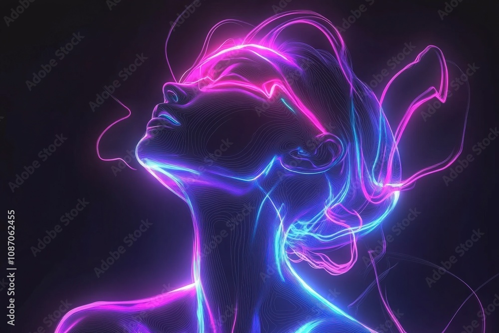 Abstract Performer in Digital Spotlight Illustration Abstract Performer in Digital Spotlight Illustration
