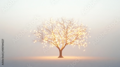 lightining christmas tree against white background