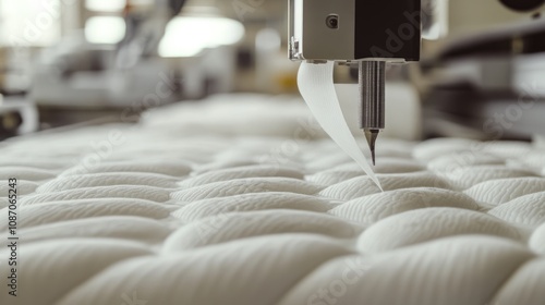 Obraz na płótnie Automated Mattress Sewing Process w salonie