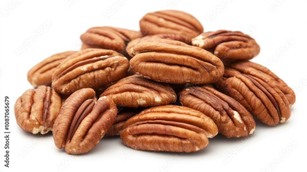 Pecan nuts isolated on white background with clipping path, Pecan nuts isolated on white background with clipping path,