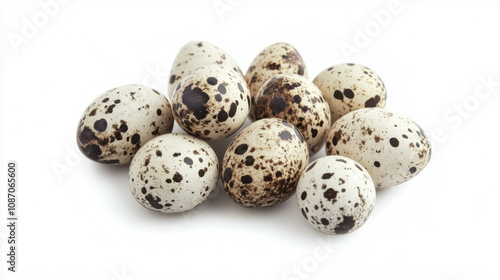 Quail eggs isolated on white background with clipping path,