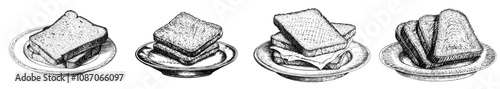 The cheese sandwich on the lid of a jar. A simple flat illustration.
