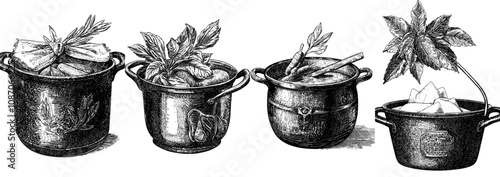 Ladle used for melting metal. Simple flat illustration from an isometric perspective.