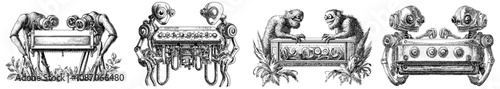 Graphite and black-and-white illustration of a shredder machine.