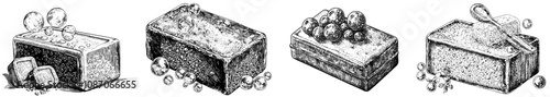 Illustration showing a soap bar from an isometric angle.