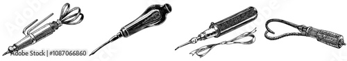 Diagram of a soldering tool. Simple black and white illustration.
