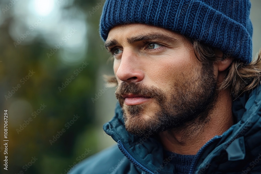 Portrait of confident man wearing winter clothes enjoying nature Portrait of confident man wearing winter clothes enjoying nature