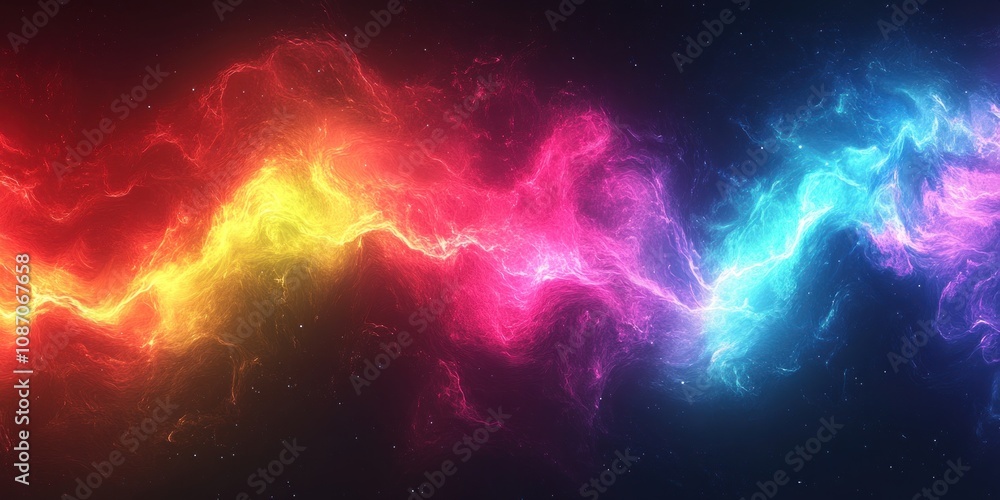 Abstract Neon Swirls with a Starry Background Abstract Neon Swirls with a Starry Background