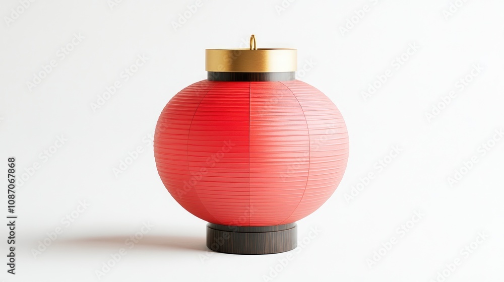 Red Chinese lantern with a round base and golden top, isolated on white. Red Chinese lantern with a round base and golden top, isolated on white.