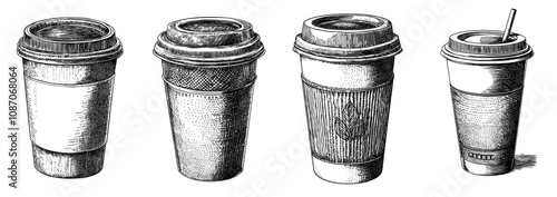 An illustration of a black coffee cup in a glass.