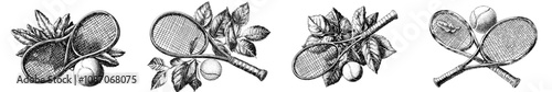Retro style tennis rackets crossed with tennis ball. The perfect design for tennis-themed designs.