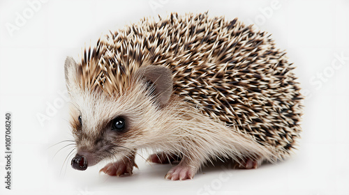 four-toed hedgehog (african pygmy hedgehog) - atelerix albiventris funny autumnal picture highlighted by white, vintage, png photo