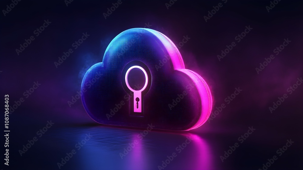 Stylized Cloud Computing Icon with Keyhole: A Modern Representation of Data Security and Connectivity Stylized Cloud Computing Icon with Keyhole: A Modern Representation of Data Security and Connectivity