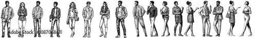 The Gen Z youth in modern fashion alternative style. Trendy young characters, teenagers set. Modern flat illustration isolated on white.
