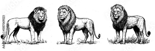 A majestic lion relaxing in the Grasslands, displaying strength and majesty