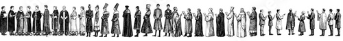 Modern silhouettes of clergy, isolated background, clergy silhouettes set