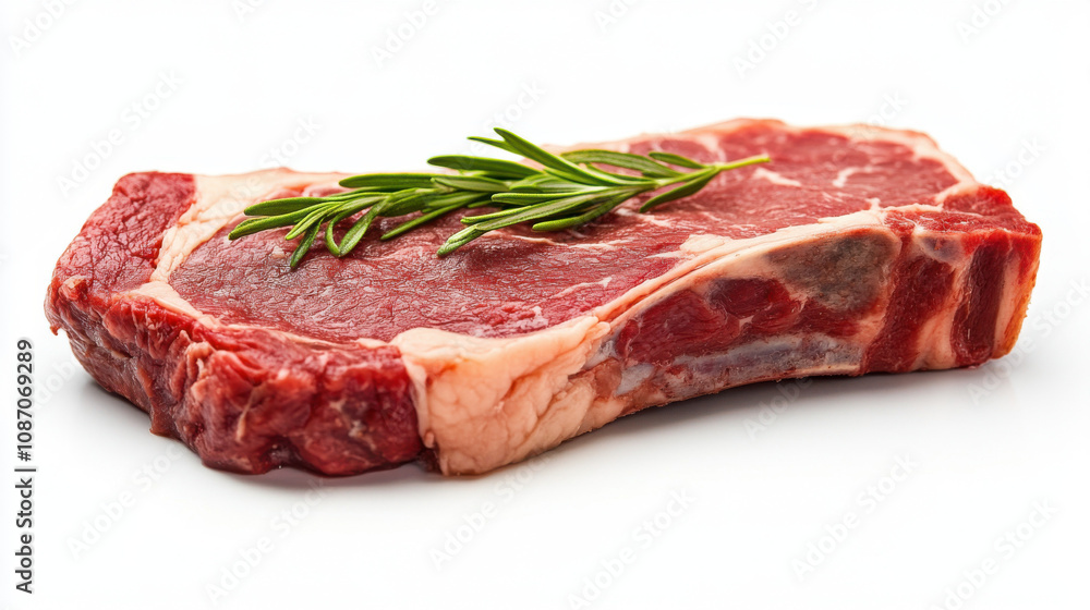 Fototapeta premium Raw beef rib steak isolated on white background