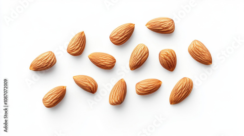 almond nuts isolated on white background with clipping path,