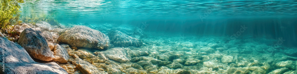Quiet Corner of Crystal Clarity: A small, secluded spot in the lake where the water is impossibly clear, revealing underwater life. Quiet Corner of Crystal Clarity: A small, secluded spot in the lake where the water is impossibly clear, revealing underwater life.