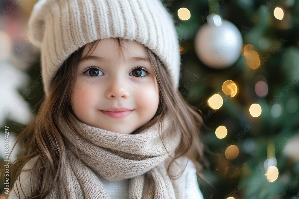 Generative AI image of mother father child couple family together by decorated Christmas tree holiday celebration themes Generative AI image of mother father child couple family together by decorated Christmas tree holiday celebration themes